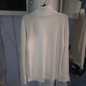 Ivory Turtleneck Knitted Cashmere Sweater